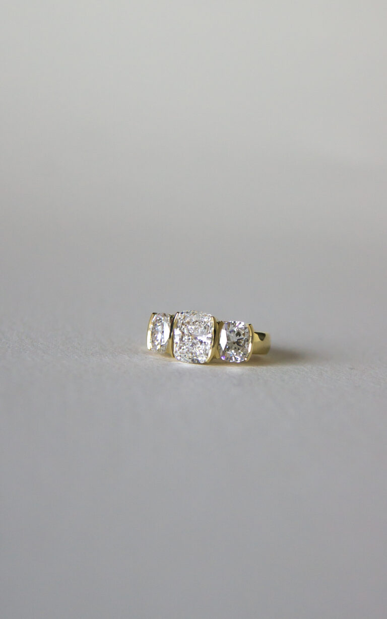 Colonnade Cushion Diamond Ring in 18K Yellow Gold