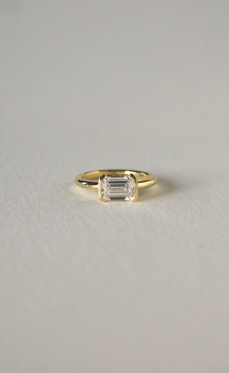 East–West Emerald-Cut Lab Grown Diamond Ring