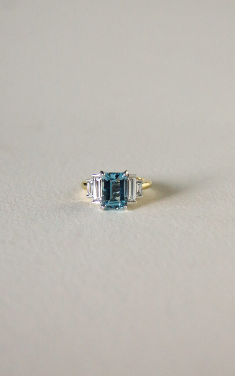 Aquamarine Deco Ring